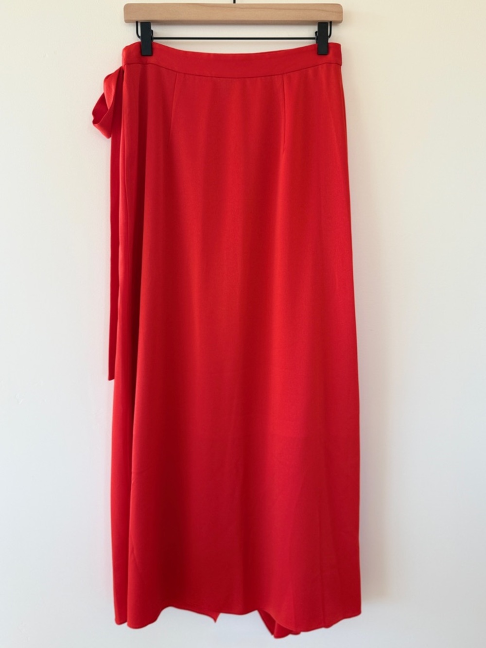 NWT BCBGMAXAZRIA High-Low Ruffle Wrap Midi Skirt Bright Poppy Red Womens M - Picture 5 of 12